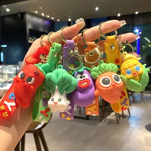 Juego de lindos llaveros creativos de silicona con forma de verduras para bolsos y regalos