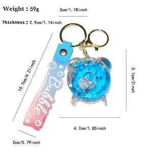 Portachiavi creativo a forma di sveglia con sabbia mobile blu e cinturino rosa Bubble