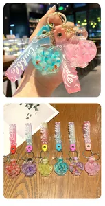 Colorful creative liquid drift perfume bottle keychains with Bubble silicone straps
