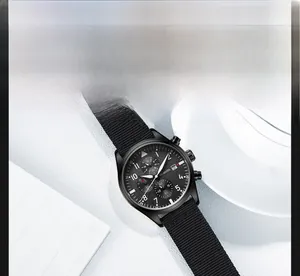 Close-up detail of the OCHSTIN men's quartz watch featuring a black nylon strap.