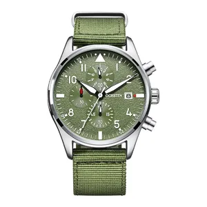 OCHSTIN men's multifunctional quartz watch with green nylon strap and textured dial