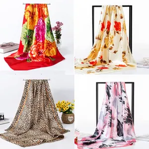 Collage showing four different patterns of vintage silk scarves with elegant drapes.