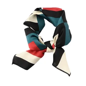 Eleganter kleiner Seidenschal mit geometrischem Muster für Damen, quadratisches Tuch
