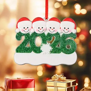 Detailed close-up of a 2026 family snowman resin ornament with blank DIY writing area