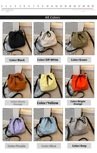 Lightweight nylon drawstring bucket bag available in nine vibrant colors