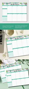 Wochenplaner mit Spiralbindung, Blumendesign und detaillierten Terminplanungsbereichen.