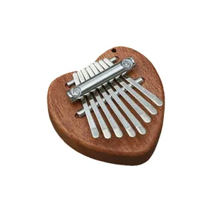 Mini 8-key heart-shaped solid wood kalimba thumb piano for beginners and kids