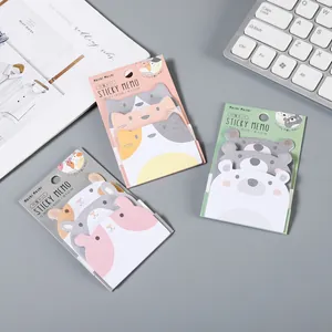 Süße Haftnotizen in Tierform mit Katzen- und Bärenmotiven für Büro und Schreibwaren