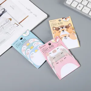 Detailansicht süßer Tier-Haftnotizen mit Pinguin-, Shiba- und Schweinchen-Motiven.