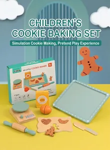 Children's 11-piece wooden baking toy set with scale, rolling pin and cookie shapes