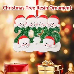 Zibi 2025 Family Christmas Resin Pendant Diy Handwritten Name Christmas Snowman Christmas Tree Decoration