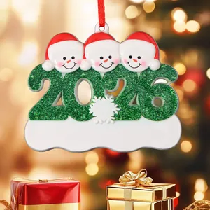 Personalized 2026 family snowman Christmas ornament with 3 figures for tree decor