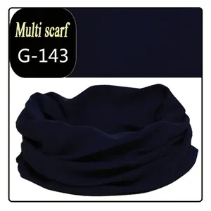 Dark blue seamless multi-functional neck gaiter for outdoor cycling and sports.
