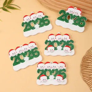 Set of 2026 family snowman resin Christmas ornaments for personalized DIY names