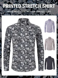 Sélection de chemises extensibles à manches longues imprimées pour hommes en divers motifs