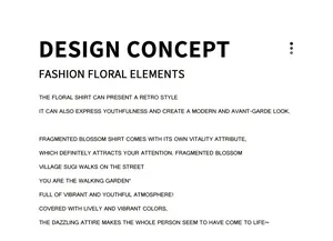 Description du concept de design pour chemise à fleurs mode homme avec éléments de style rétro