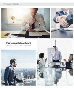 Professional business scene collage of men's wrinkle-resistant stretch shirts