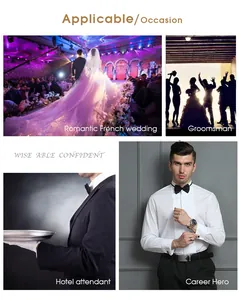 Men's white tuxedo shirt with pleated front and French cuffs for weddings and formal events