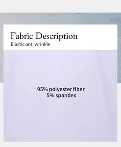 Detail showing 95% polyester and 5% spandex fabric composition for men's shirt