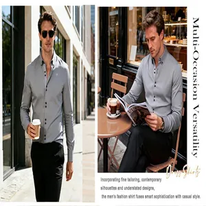 Vielseitiges graues Herren-Langarmhemd in Slim Fit für Business und Freizeit.