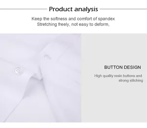 Close-up of high quality resin buttons and stitching on white men's long sleeve shirt