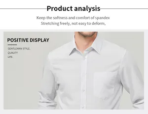 Detailed shot of a men's white long-sleeve stretch shirt emphasizing comfort and style