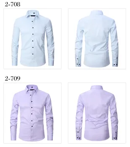 Professional business stretch long sleeve shirts in light blue and lavender color variants