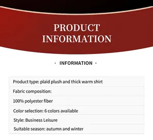 Detail chart of Men's winter thermal thick plush shirt with 100% polyester fabric.