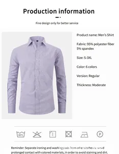 Detailed product information for a men's purple micro-grid casual long-sleeve shirt.