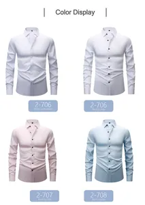 Four-way stretch anti-wrinkle men's long-sleeve shirts in various color options display
