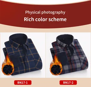Detail view of men's thermal plaid shirts with soft fleece lining for cold resistance