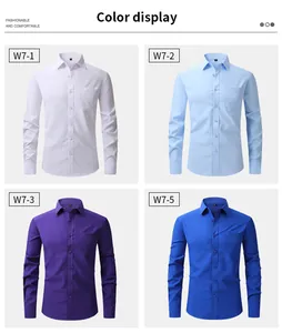 Collection of men's long sleeve solid color casual dress shirts in four colors