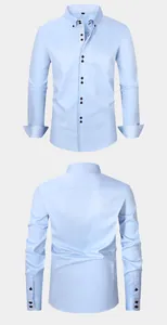 Professionelle Vorder- und Rückansicht eines hellblauen Herren-Slim-Fit-Langarmhemdes