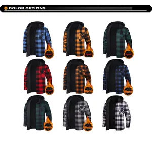 Diverses options de couleur pour chemises en flanelle à capuche homme avec doublure velours.