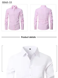 Detailed macro view of a men's long-sleeved solid cotton shirt with front pocket.