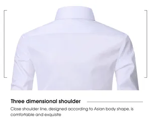 Macro view of the three-dimensional shoulder design on this white stretch shirt.
