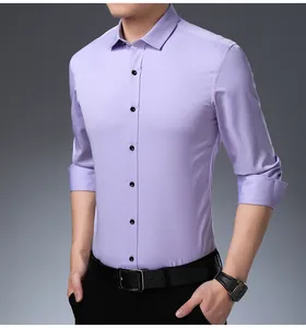 Chemise de ville pour homme lilas à coupe ajustée de qualité supérieure et manches longues