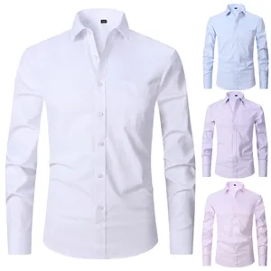 Men's Business Casual Long Sleeve Shirt Solid Slim Fit Cotton Blend Professional Dress Shirt Office Work Wear Top