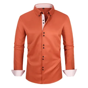 Slim-Fit Herren Langarmhemd aus Stretch mit Kontrastbesatz für einen lässigen Business-Look