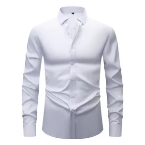 Chemise classique blanche à manches longues pour hommes, style professionnel décontracté