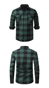 Vista dettagliata anteriore e posteriore di una spessa camicia di flanella a quadri.
