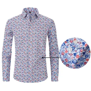 Chemise décontractée à manches longues pour hommes avec imprimé floral et vue détaillée