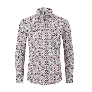 Chemise homme à manches longues et imprimé floral avec col à revers et boutons décontractés