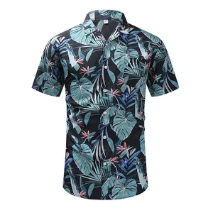Retro Hawaiian floral short sleeve shirt with Cuban collar for summer beach wear