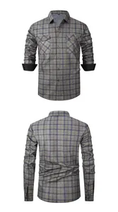 Camicia a quadri da uomo foderata in pile, vista fronte e retro, top invernale caldo