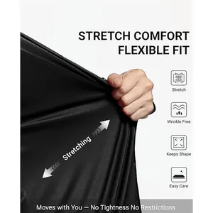 Premium black stretch long sleeve shirt for men with high-quality wrinkle-free fabric