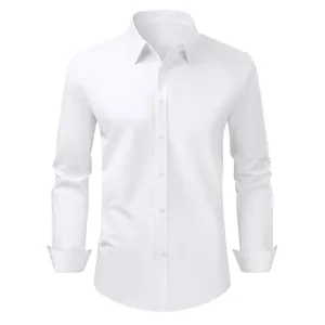 Men's classic white non-iron long-sleeved business dress shirt for formal occasions