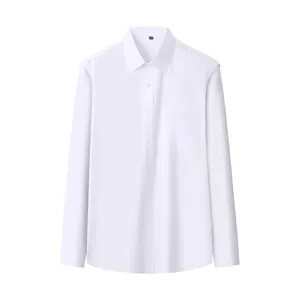 Classic men's non-iron white long sleeve business dress shirt with a chest pocket
