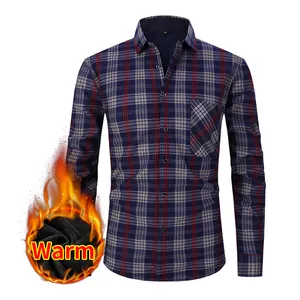 Camicia termica a quadretti da uomo con calda fodera in pile per la stagione invernale