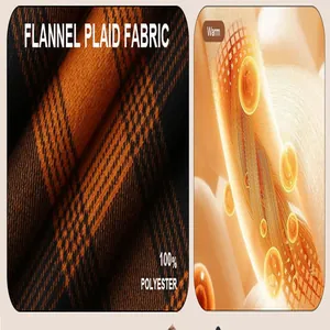 Vue détaillée du tissu en flanelle orange avec doublure chaude en polyester
